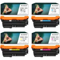 Evoke 4x Toner für HP CE250X / CE400X-CE250X/CE400X CE250X / CE400X CMYK = Schwarz + Blau + Rot + Gelb | Ersatz für HP LASERJET COLOR M551 M570 M575