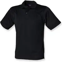 Henbury H475 | Herren Coolplus Wicking Polo Shirt / Mikro-Piqué - Farbe: Black - Größe: XXS