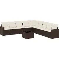 Syfax 10-tlg. Garten-Sofagarnitur mit Kissen Braun Poly Rattan