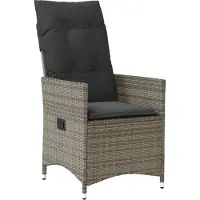 Syfax Gartensessel Verstellbar mit Kissen Grau Poly Rattan
