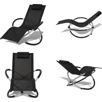 vidaXL Sonnenliege Geometrisch Outdoor Stahl Schwarz und Grau - Sonnenliege - Gartenliege - Outdoor Relaxliege - Klappbare Sonnenliege