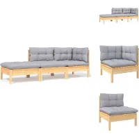vidaXL 3-tlg. Garten-Lounge-Set mit Grauen Kissen Kiefer Massivholz - Gartensofaelemente