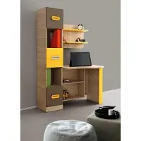 AEA Modernes Schreibtisch Design Regale Farbakzente Gelb Braun Büro Möbel Funktional