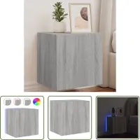 The Living Store TV-Wandschrank mit LED-Leuchten Grau Sonoma 40,5x35x40 cm
