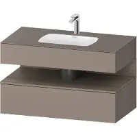 Duravit Collection One Einbauwaschtisch mit Konsolenwaschtischunterbau, 1000x550x600mm, Nische Eiche Terra, QA4786035430010, Farbe: Basalt Matt/mit Nischenbeleuchtung
