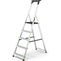 Drabest | Klappleiter - 5 Stufen, Tragfähigkeit 150kg - Alu Leiter, Trittleiter, Anti-Rutsch-Füße, Leiter