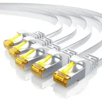 Primewire 5x LAN-Kabel CAT.7, RJ-45 (Ethernet), CAT 7 Flachband U/FTP Gigabit Netzwerkkabel 10 Gbit/s Patchkabel - 1m