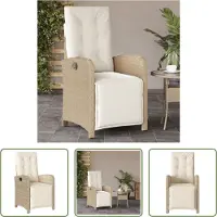 The Living Store Gartensessel mit Fußteil Verstellbar Beige Poly Rattan