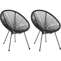 Syfax Moon-Gartenstühle 2 Stk. Rattan Schwarz