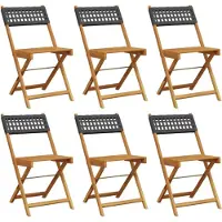 Syfax Klappstühle, 6 Stück, schwarz, aus Polyrattan und Massivholz
