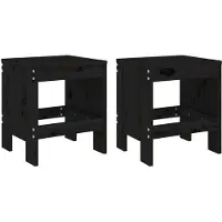 Syfax Gartenhocker 2 Stk. Schwarz 40x36x45 cm Massivholz Kiefer