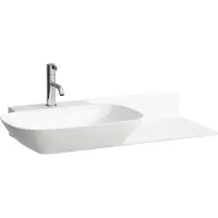 Laufen INO Waschtisch, 1 Hahnloch, ohne Überlauf, Keramikablage rechts, 900x450mm, H8133024001111, Farbe: Weiß mit LCC
