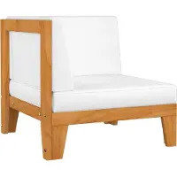 Syfax Modular-Ecksofa mit Cremeweißen Kissen Akazie Massivholz