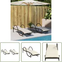 The Living Store Sonnenliegen 2 Stk. mit Auflagen Braun Poly Rattan