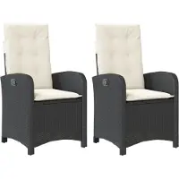 Syfax Gartensessel mit Kissen 2 Stk. Verstellbar Schwarz Poly Rattan
