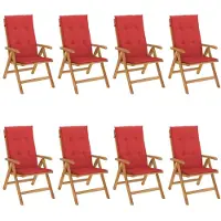 vidaXL Klappstühle Verstellbar mit Auflagen 8 Stk. Massivholz Teak