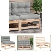 The Living Store Gartensofa ohne Armlehnen mit Kissen Massivholz Kiefer
