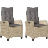 Syfax Gartensessel Kissen 2Stk. Verstellbar Beigemischung Poly Rattan