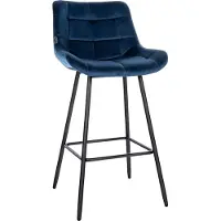 CLP Barhocker Weston I Gepolsterter Sitz Mit Steppmuster I Metallgestell Mit Fußstütze I Samt- Oder Kunstlederbezug I Barstuhl Mit Rückenlehne, Farbe: creme, Material: Samt