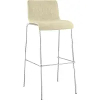 CLP Barhocker mit Lehne Hover, Barstuhl stapelbar mit Stoffbezug, Stapelstuhl Metallgestell bis 150 kg belastbar, Farbe: creme, Gestellfarbe: chrom