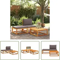 The Living Store 3-tlg. Garten-Sofagarnitur mit Kissen Massivholz Akazie