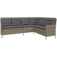 Syfax Gartensofa in L-Form mit Kissen Grau Poly Rattan