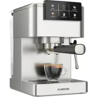 Klarstein SteelPresso Touch Siebträgermaschine – 20-Bar, 1350 W, Edelstahl, 1,5-L-Wassertank, Touch-Display, Integrierter Milchaufschäumer, Kompaktes Design, Kaffeemaschine