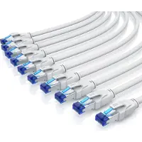 Primewire LAN-Kabel 10er Set CAT 8 Patchkabel RJ45 Netzwerkkabel 40 Gbit/s, S/FTP doppelt geschirmt, vergoldete Kontakte, Knickschutz, abwärtskompatibel, 10 Stück, 0,5 m, weiß