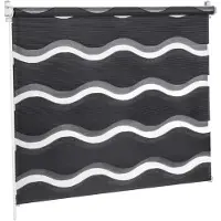 KS Handel 24 Doppelrollo Fensterrollo WELLE mit 3D EFFEKT (schwarz, 80x150 cm)