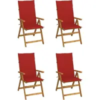Syfax Klappstühle Verstellbar 4 Stk. mit Auflagen Massivholz Akazie