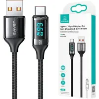 Usams Kabel pleciony U78 USB-C 1.2m LED 6A Fast Charging czarny/black SJ544USB01 (US-SJ544)