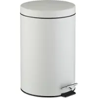 Relaxdays Mülleimer Küche, 20 Liter, mit Deckel, entnehmbarer Inneneimer, Fußpedal, mattes Design, Treteimer, weiß