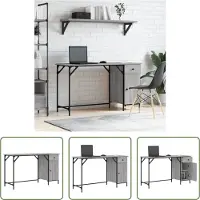 The Living Store Computertisch Grau Sonoma 131x48x75 cm Holzwerkstoff