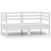 Syfax 2-Sitzer-Gartensofa Weiß Kiefer Massivholz