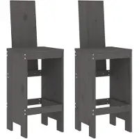 Syfax Barhocker 2 Stk. Grau 40x42x120 cm Massivholz Kiefer