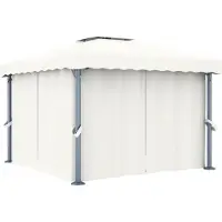 The Living Store Pavillon mit Vorhang 3x3 m Cremeweiß Aluminium