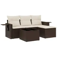 Syfax 4-tlg. Garten-Sofagarnitur mit Kissen Braun Poly Rattan
