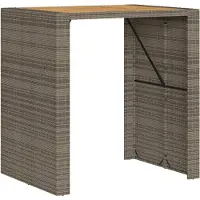 vidaXL Garten-Bartisch mit Holzplatte Grau 105x80x110 cm Polyrattan