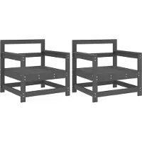 Syfax Gartenstühle 2 Stk. Grau Massivholz Kiefer