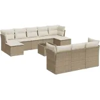Syfax 11-tlg. Garten-Sofagarnitur mit Kissen Beige Poly Rattan