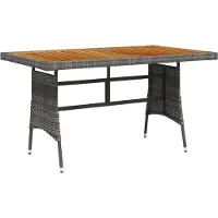 Syfax Gartentisch Grau 130x70x72 cm Poly Rattan & Massivholz Akazie