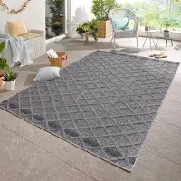 Carpetsale24 In & Outdoor Teppich Skandi Boho Stil Einfarbig Flachgewebe Wetterfest Wohnzimmer Balkon Terrasse Küchenteppich, Grösse: 80x250 cm