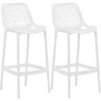CLP Barhocker 2er Set Garten wetterfest Air, Gartenstühle mit Lehne, Tresenstühle wetterfest UV-beständig aus Kunststoff, bis 160 kg, Farbe: weiß