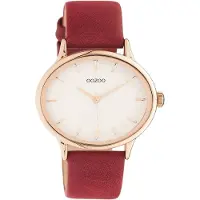 Oozoo Damen Lederarmband Uhr Timepieces rot Analog Quarzuhr UOC11053