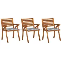 Syfax Garten-Essstühle mit Kissen 3 Stk. Massivholz Akazie