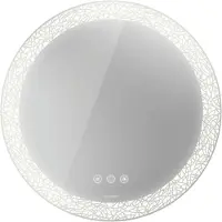 Duravit Happy D.2 Plus Spiegel rund mit integrierter Beleuchtung, Icon-Version, mit Spiegelheizung, 700x700x55mm, Weiß Matt, HP7485G00000000, Ausführung: Lichtfelddekor: organic
