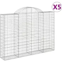 vidaXL Gabionen mit Hochbogen 5 Stk. 200x30x140/160cm Verzinktes Eisen