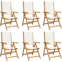 Syfax 6-teiliges Set aus cremeweißem Stoff und Massivholz mit verstellbarer Rückenlehne