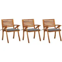 Syfax Garten-Essstühle mit Kissen 3 Stk. Massivholz Akazie