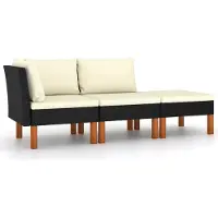 Syfax 3-tlg. Garten-Lounge-Set Poly Rattan und Eukalyptus Massivholz